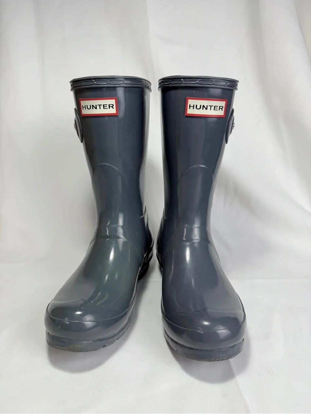 Hunter Original Short Gloss Gull Grey Slate Rain Boots Women’s US 6 UK 4 EU 37